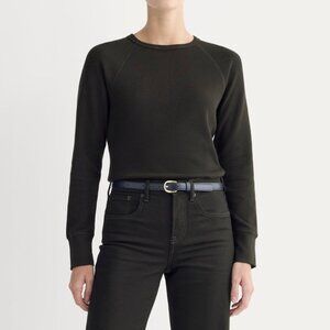 Everlane Slim-Fit Crew Neck in Cozy Waffle in Black, Size Small, Cotton